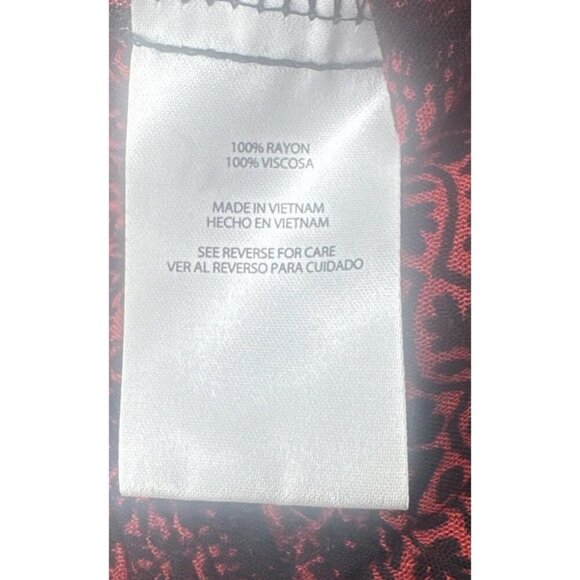 Peace & Pearls Red Black Patterned Wide Leg Soft Pants Elastic Waist-Sz S NEW - Picture 9 of 14